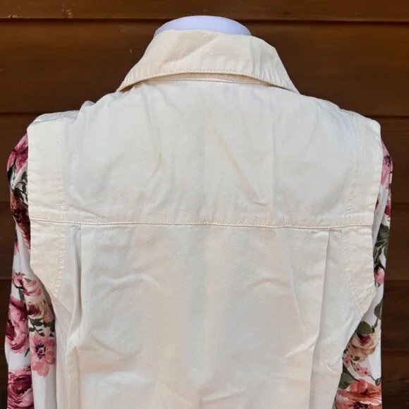 Vintage Joan Walter Lemon Creme Denim Vest Size M - Picture 8 of 9